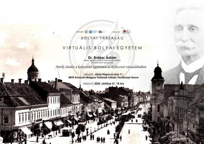 #Események - Márki Sándor életútja és tudományos tevékenysége a Virtuális Bolyai Egyetemen

Fedezd fel Márki Sándor lenyűgöző életét és gazdag munkásságát a Virtuális Bolyai Egyetem keretein belül! Csatlakozz hozzánk, és ismerd meg a tudományos eredményei